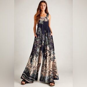 Free People Wide Leg Floral Jumpsuit